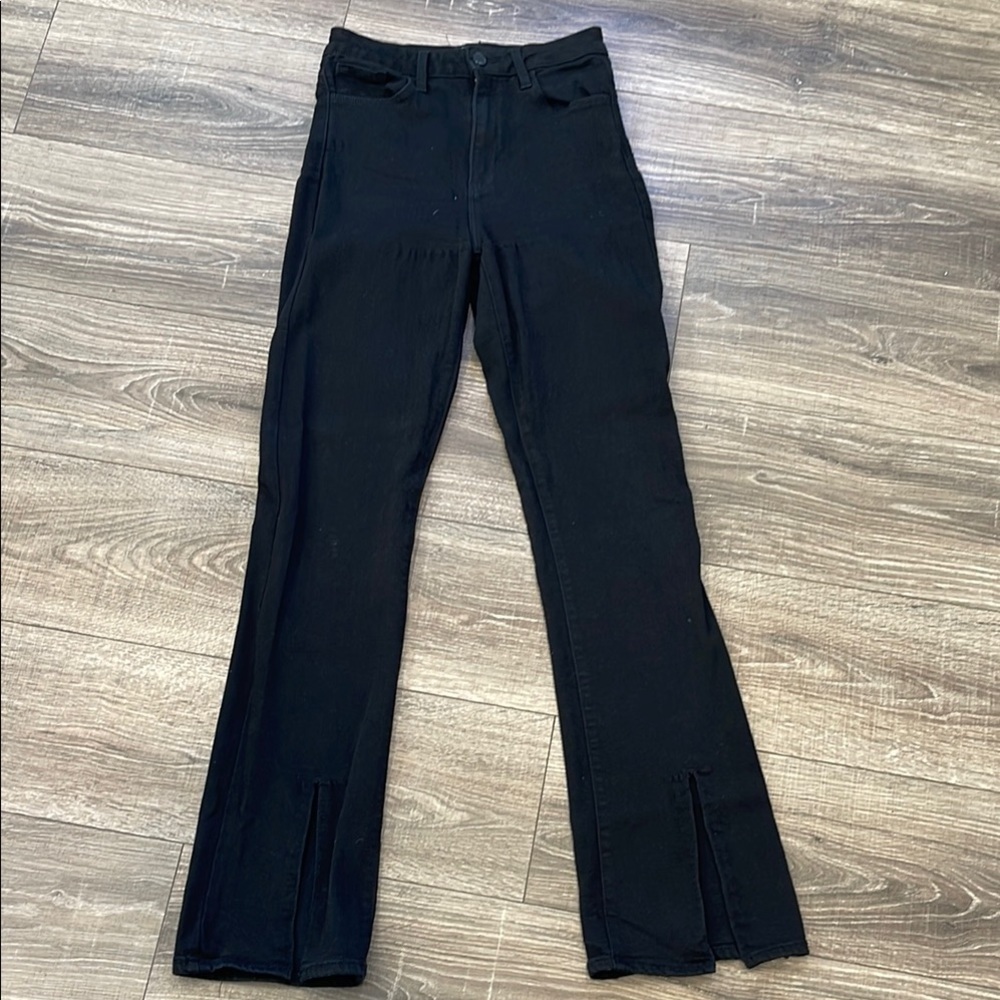 Just Black High-Waisted Flare Pants with front slit size 27